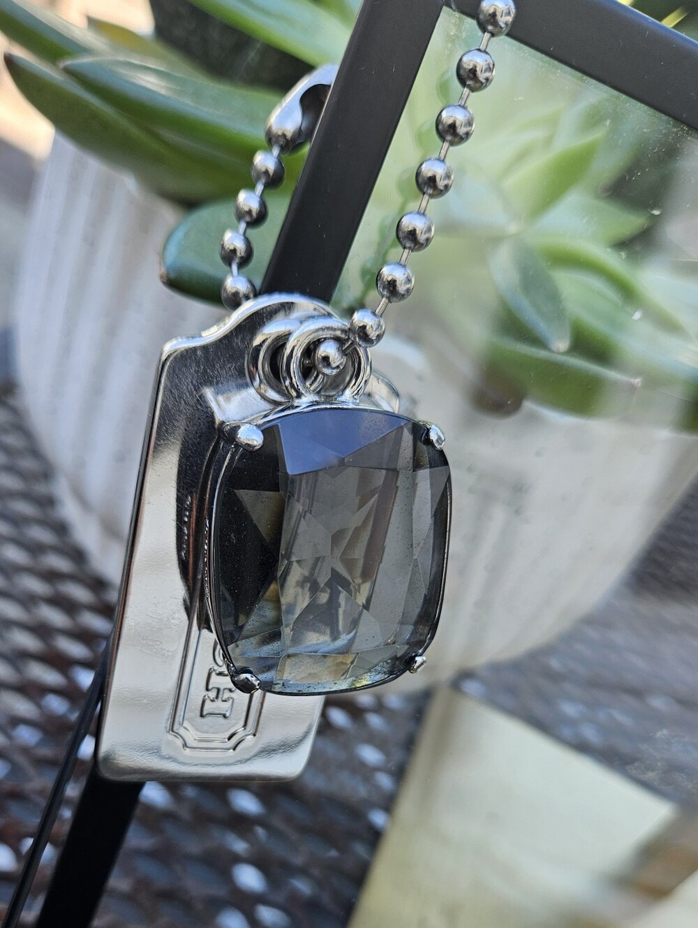 Coach Faceted Crystal Bag Charm Keychain Silver Tone Hangtag Collectible - Picture 4 of 7
